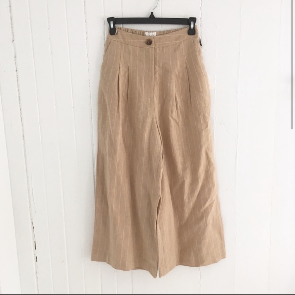Lost + Wander Cropped Wide Leg Linen Pants